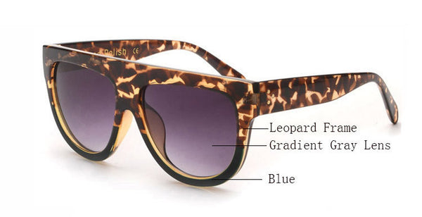 Woman Flat Top Mirror Cat Eye Sunglasses